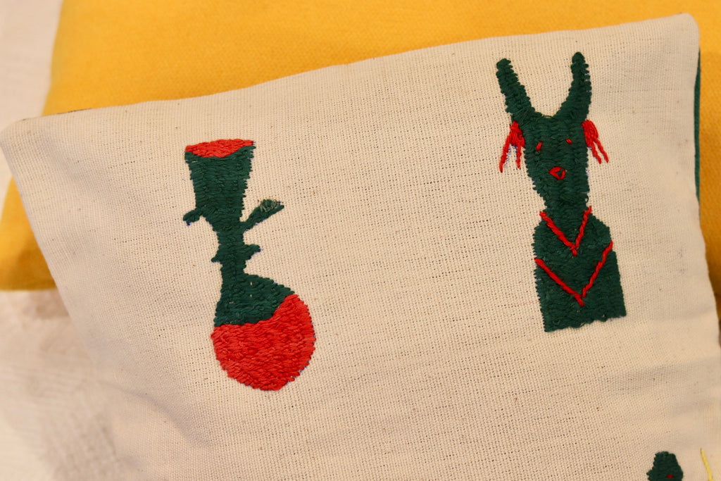 手ぬいの小さめクッションカバー(緑)