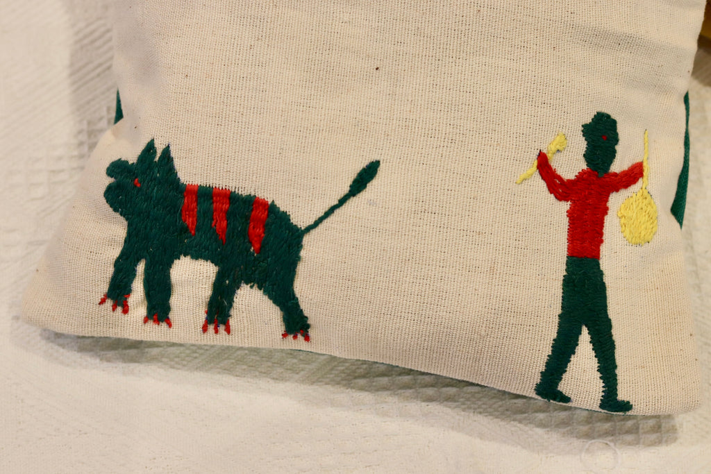 手ぬいの小さめクッションカバー(緑)